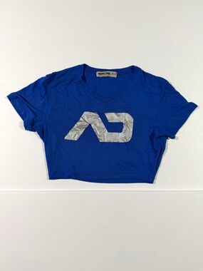 Blue Logo Crop V-Neck Tee